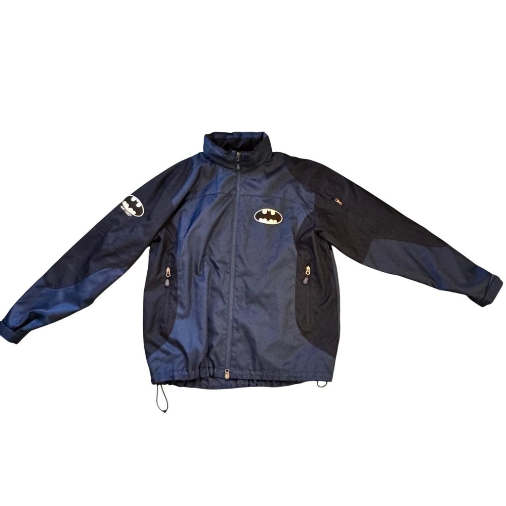 Batman DC Comics Mens Windbreaker Jacket Navy Black Hooded Full Zip Mens XL